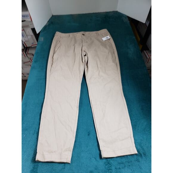 Old Navy Pants Size 10 Petite Womens Beige Stretch Chino Khaki Work Skinny NWT - Picture 1 of 14